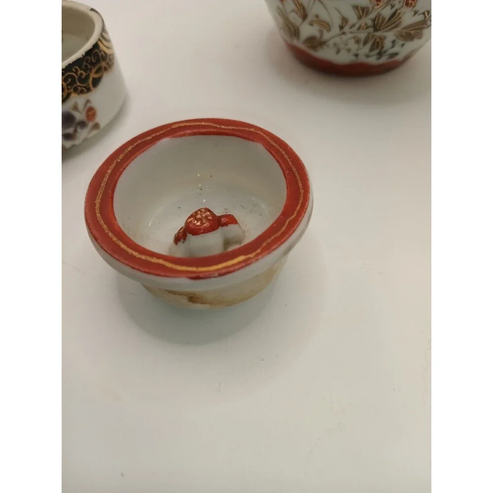 Vintage Kutani Japanese Hand Painted Lidded Ginger Jar 5